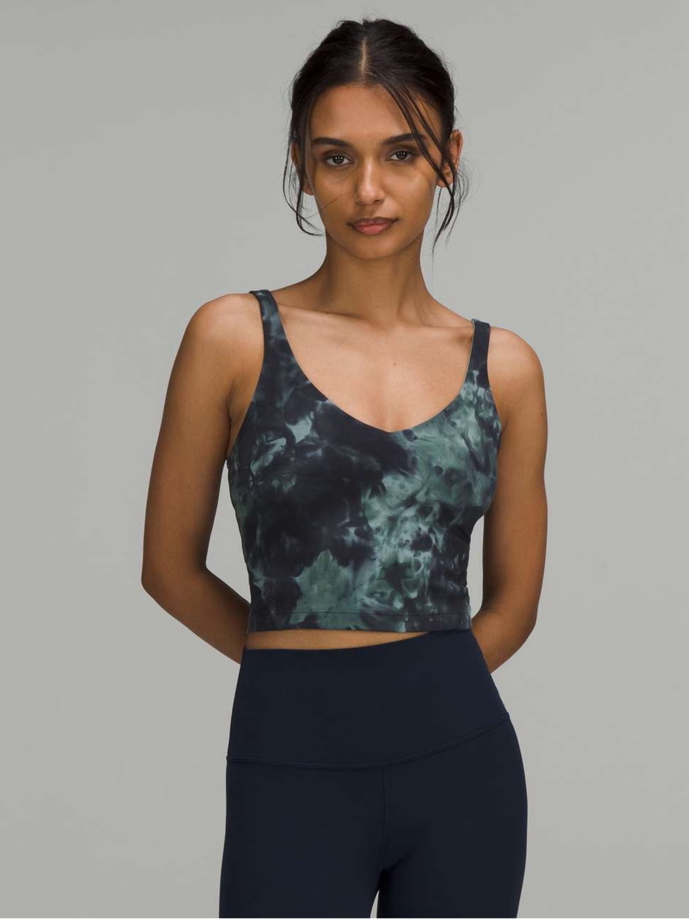 Lululemon Diamond Dye Tidewater Teal/ Graphite Grey Align Cropped Tank 6 Sporty
